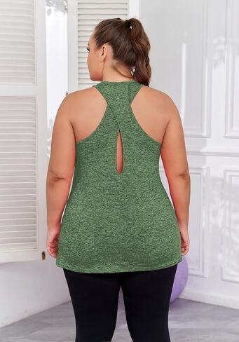 Women's Plus Size Athletic Tank Tops Cross Backless Racerback Workout Yoga Running Sleevelss Shirts in Kuwait