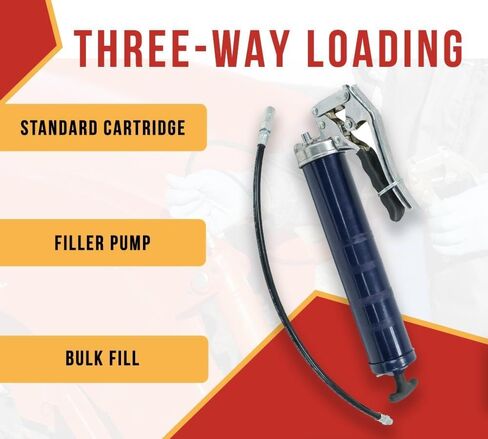Mytee Products 4 Pack Lever Action Grease Gun Heavy Duty Maximum Pressure - 10,000 PSI with 18-inch Whip Hose - Aluminium Cast Head - Capacity 16 oz Bulk/ 14oz Cartridge in Saudi Arabia