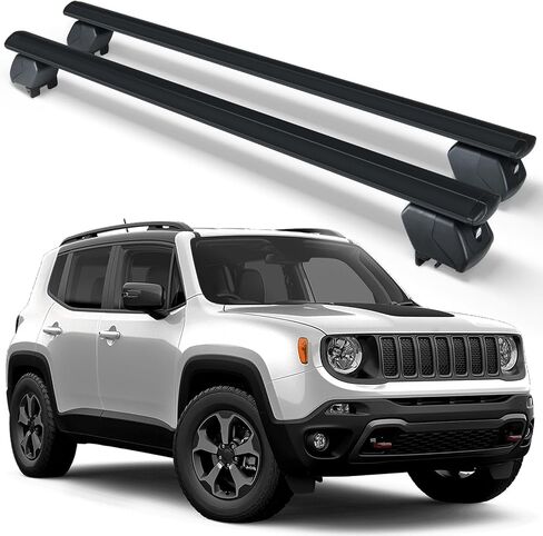 قضبان صليب سقف شاقة 300 رطل متوافقة مع 2015-2025 Jeep Renegade مع القضبان الجانبية ، قابلة للقفل وقابل للتعديل على السطح الناقل الناقل in Kuwait