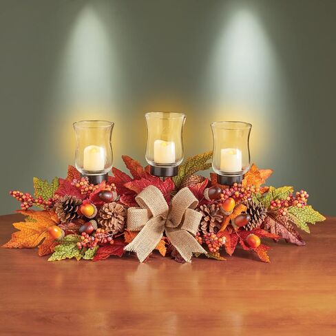 Collections Etc Autumn Leaves Arrangement Votive Candle Centerpiece in Saudi Arabia