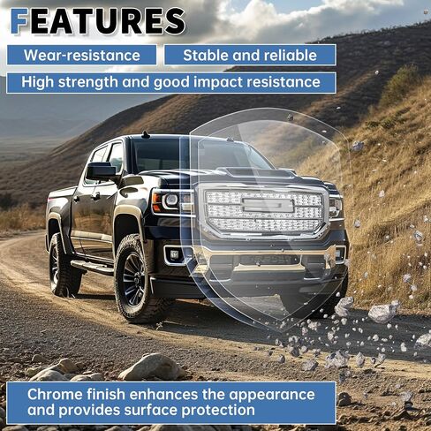 الشبكة العلوية الأمامية Kuafu متوافقة مع 2016-2018 GMC Sierra 1500 BASE SLE SLT SLT Denali Style Chrome Hood Grill Slill in Saudi Arabia
