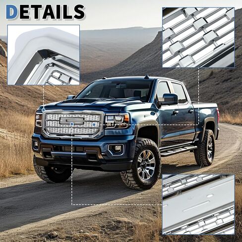 الشبكة العلوية الأمامية Kuafu متوافقة مع 2016-2018 GMC Sierra 1500 BASE SLE SLT SLT Denali Style Chrome Hood Grill Slill in Saudi Arabia