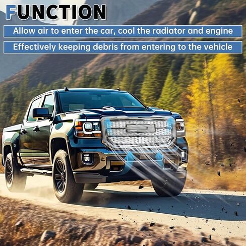 الشبكة العلوية الأمامية Kuafu متوافقة مع 2016-2018 GMC Sierra 1500 BASE SLE SLT SLT Denali Style Chrome Hood Grill Slill in Saudi Arabia
