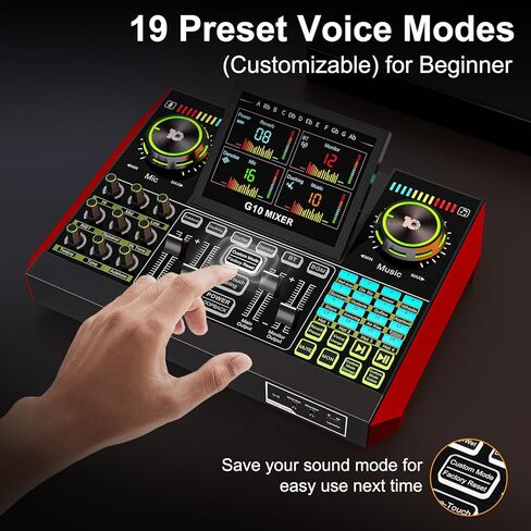 بطاقة الصوت الحية Tenlamp G9 للبث المباشر، معدات البودكاست مع مغير الصوت، مستوى 2 من الضوضاء، بطارية مدمجة 2000 مللي أمبير في الساعة، لوحة صوت، خلاط صوت للكمبيوتر، تسجيل الهاتف in Kuwait