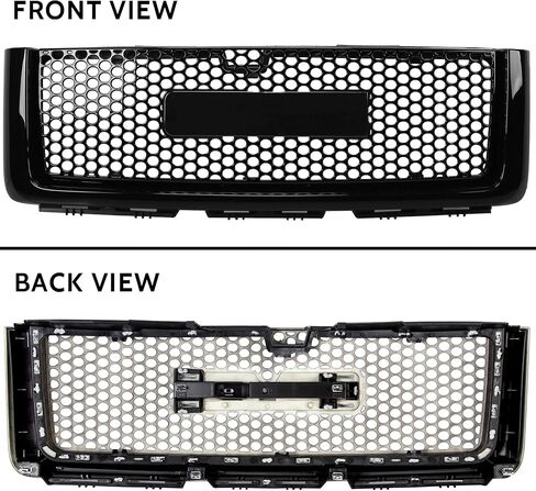 Front Upper Grill & Hood Molding Compatible with 2007-2013 GMC Sierra 1500 Denali Black Grill Trim- Two Packages in Saudi Arabia