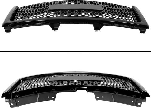 Front Upper Grill & Hood Molding Compatible with 2007-2013 GMC Sierra 1500 Denali Black Grill Trim- Two Packages in Saudi Arabia