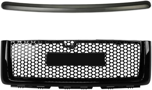 Front Upper Grill & Hood Molding Compatible with 2007-2013 GMC Sierra 1500 Denali Black Grill Trim- Two Packages in Saudi Arabia