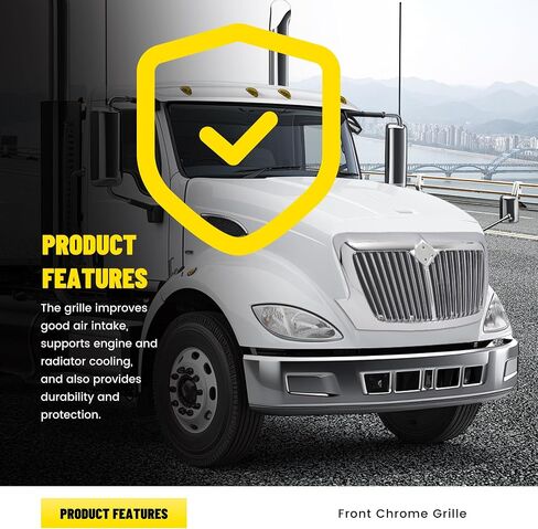 شواية Chrome الأمامية متوافقة مع 2002-2019 International Durastar 4100 4200 4300 4400 قاعدة W/O استبدال الشاشة الشاشة لـ 3551015C98 البلاستيك (ABS) in Saudi Arabia