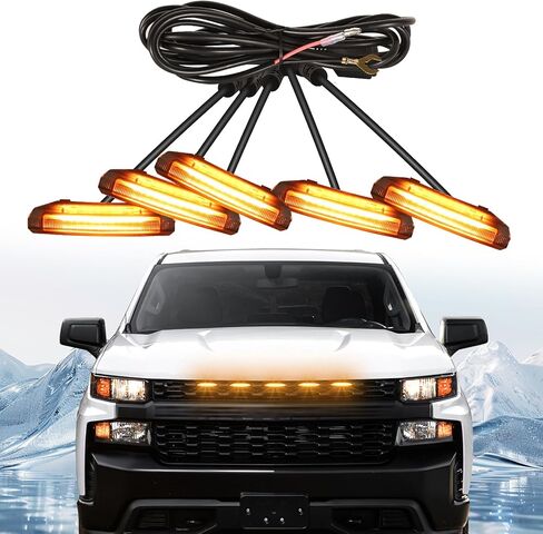 مصابيح الشبكة الأمامية LED لعام 2019 Silverado 1500 Accessories 2020 2021 Lights Lights for Custom Trail Boss WT (White ، 5pcs) in Saudi Arabia