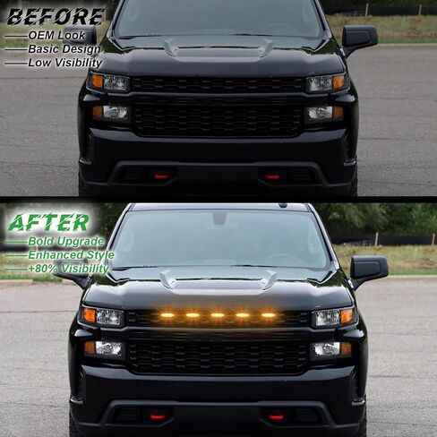 مصابيح الشبكة الأمامية LED لعام 2019 Silverado 1500 Accessories 2020 2021 Lights Lights for Custom Trail Boss WT (White ، 5pcs) in Saudi Arabia