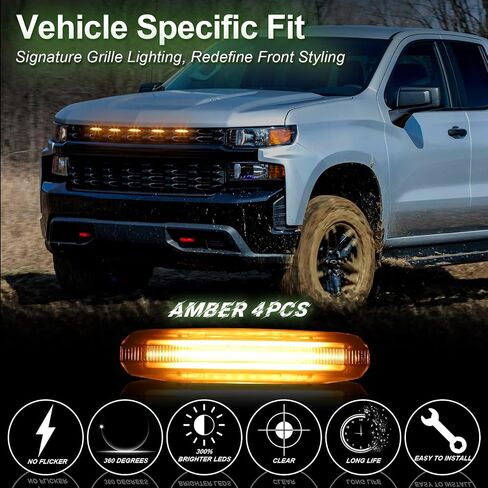 مصابيح الشبكة الأمامية LED لعام 2019 Silverado 1500 Accessories 2020 2021 Lights Lights for Custom Trail Boss WT (White ، 5pcs) in Saudi Arabia