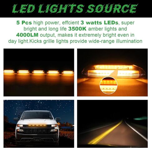 مصابيح الشبكة الأمامية LED لعام 2019 Silverado 1500 Accessories 2020 2021 Lights Lights for Custom Trail Boss WT (White ، 5pcs) in Saudi Arabia