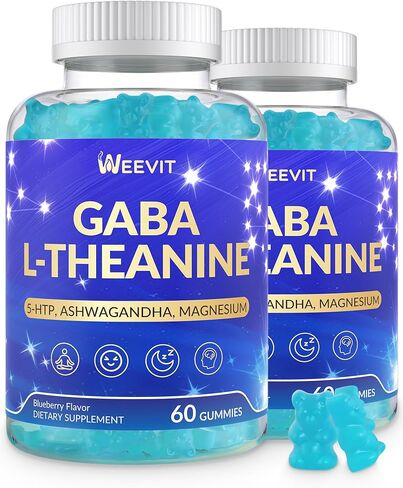 Sugar-Free GABA L-Theanine Gummies, L-Theanine Supplement with 5-HTP, Ashwagandha, Magnesium, Vitamin B6 for Men & Women in Kuwait