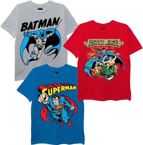 DC Comics Kids 'Batman ، Superman ، Justice League 3 Pack T-Shirt Set in Saudi Arabia