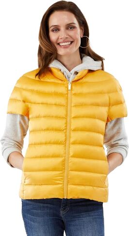 Martha Stewart Womens Puffy Down Vest, Lightweight Casual Short Sleeve Vest Jacket, Quilted Outerwear with Pockets, Navy Blue, Small in Kuwait
