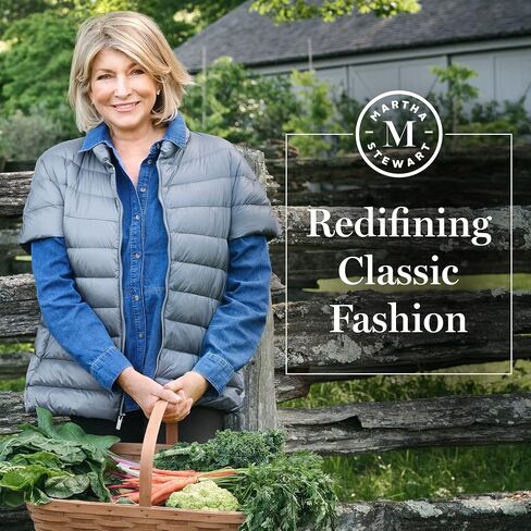 Martha Stewart Womens Puffy Down Vest, Lightweight Casual Short Sleeve Vest Jacket, Quilted Outerwear with Pockets, Navy Blue, Small in Kuwait