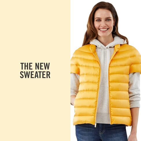 Martha Stewart Womens Puffy Down Vest, Lightweight Casual Short Sleeve Vest Jacket, Quilted Outerwear with Pockets, Navy Blue, Small in Kuwait