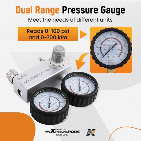 maXpeedingrods Cylinder Leak Down Tester Kit, Gasoline Engine Compression Tester, Dual Gauge Leakdown Detector Tool Set for Pressure Check & Leakage Rate Test, with Extension Rod in Kuwait