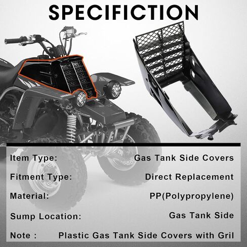 White Plastic Gas Tank Side Covers and Grill fit for Yamaha Banshee 350 YFZ350 1987-2006 2GU-21711-A0-00 in Saudi Arabia