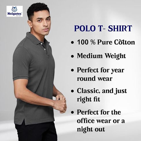 Men’s Polo Shirt – 100% Cotton, Bio-Wash, Short Sleeve T-Shirt for Casual Wear, Comfort Fit in Multiple Colors in Saudi Arabia