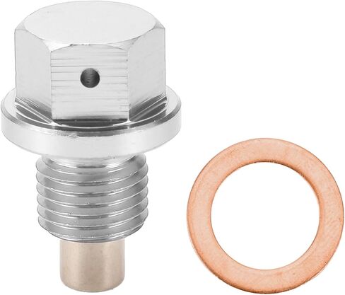 Motoforti Universal Oil Pan Screw Oil Drain Plug Sump Drain Nut Bolt, M14x1.25, Aluminium Alloy, Silver Tone, 1 Set in Kuwait