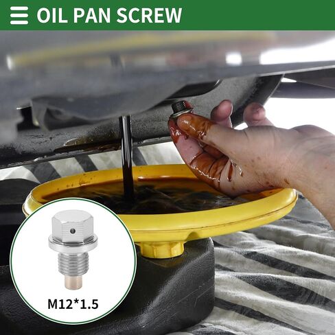 Motoforti Universal Oil Pan Screw Oil Drain Plug Sump Drain Nut Bolt, M14x1.25, Aluminium Alloy, Silver Tone, 1 Set in Kuwait