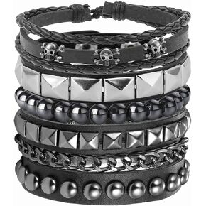 4 PCS Leather Proclets for Women ، Mens Spiked Rock Rock Grunge Cuffbands Emo Accessories for 80s 90s ompits in Kuwait