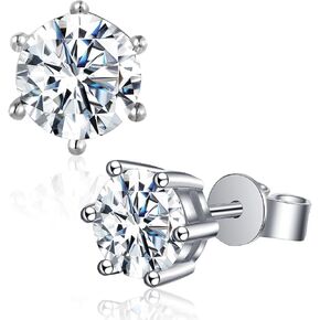 Moissanite Stud Earrings for Women D Color 925 Sterling Silver Diamond Earrings with 18K White Gold Plated in Saudi Arabia