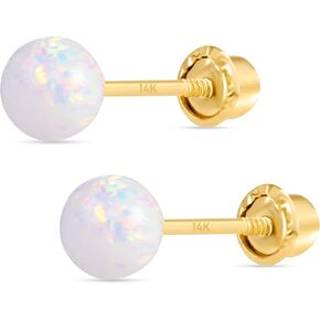 14k Gold Opal Stud Earrings for Women (3mm-7mm Diameter) - Real Solid 14k Gold, Secure Screw Back Design in Kuwait