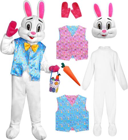 زي Easter Bunny Costume Adult - Deluxe Easter Bunny Suit Plush Rabbit Mascot Wound Blue & Rose Respervior in Saudi Arabia