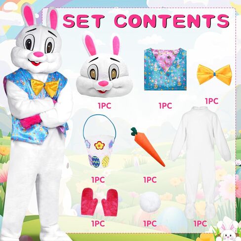 زي Easter Bunny Costume Adult - Deluxe Easter Bunny Suit Plush Rabbit Mascot Wound Blue & Rose Respervior in Saudi Arabia