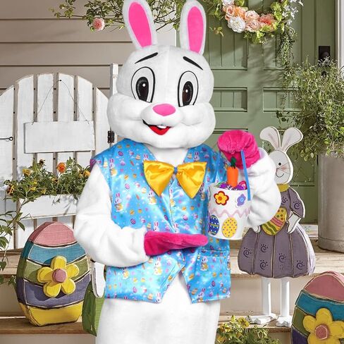 زي Easter Bunny Costume Adult - Deluxe Easter Bunny Suit Plush Rabbit Mascot Wound Blue & Rose Respervior in Saudi Arabia