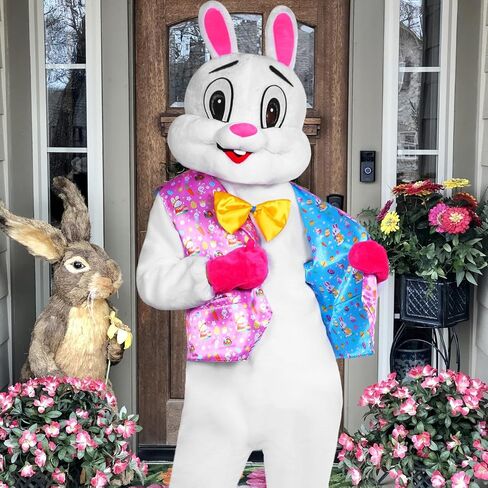 زي Easter Bunny Costume Adult - Deluxe Easter Bunny Suit Plush Rabbit Mascot Wound Blue & Rose Respervior in Saudi Arabia