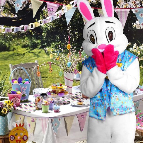زي Easter Bunny Costume Adult - Deluxe Easter Bunny Suit Plush Rabbit Mascot Wound Blue & Rose Respervior in Saudi Arabia