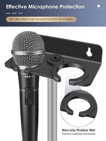 Multi Microphone Holder (Aluminum) for Handheld Dynamic, Wired and Wireless Mics, Multiple Mic Organizer for Mic Stand, Rubber padding/Wall Mounted or Mounted to 5/8"-27 or 3/8"-16 threaded Stands in Kuwait