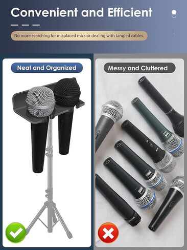 Multi Microphone Holder (Aluminum) for Handheld Dynamic, Wired and Wireless Mics, Multiple Mic Organizer for Mic Stand, Rubber padding/Wall Mounted or Mounted to 5/8"-27 or 3/8"-16 threaded Stands in Kuwait