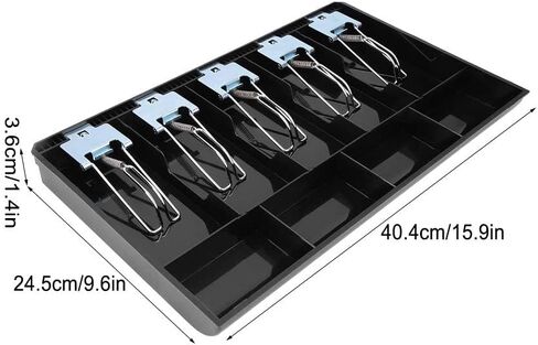 Cash Register Drawer Insert Tray with 5 Bill/4 Coin Compartments for Money Storage, ABS Material Tray with Metal Clip Cash Drawer Register Five Compartment Currency Storage Box(Black) in Saudi Arabia