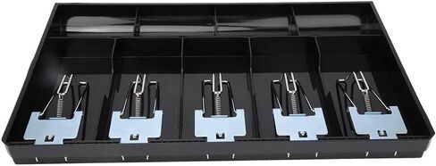 Cash Register Drawer Insert Tray with 5 Bill/4 Coin Compartments for Money Storage, ABS Material Tray with Metal Clip Cash Drawer Register Five Compartment Currency Storage Box(Black) in Saudi Arabia
