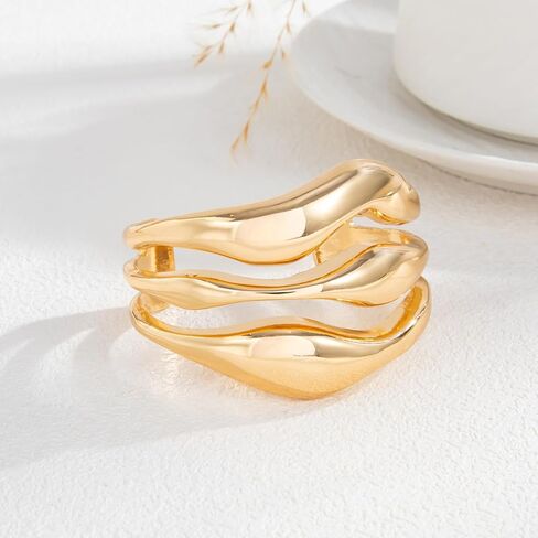 Ingemark Gold Chunky Bangle Bracelets for Women Gold Silvery Plated Twisted Cuff Bracelets Minimalist Open Wrist Cuff Bracelets in Kuwait