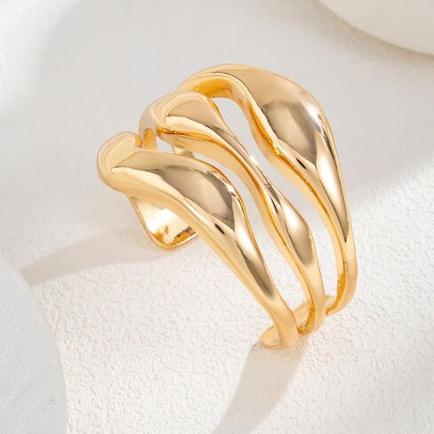 Ingemark Gold Chunky Bangle Bracelets for Women Gold Silvery Plated Twisted Cuff Bracelets Minimalist Open Wrist Cuff Bracelets in Kuwait