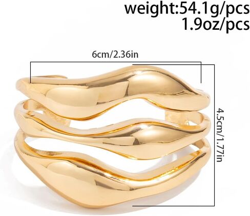 Ingemark Gold Chunky Bangle Bracelets for Women Gold Silvery Plated Twisted Cuff Bracelets Minimalist Open Wrist Cuff Bracelets in Kuwait
