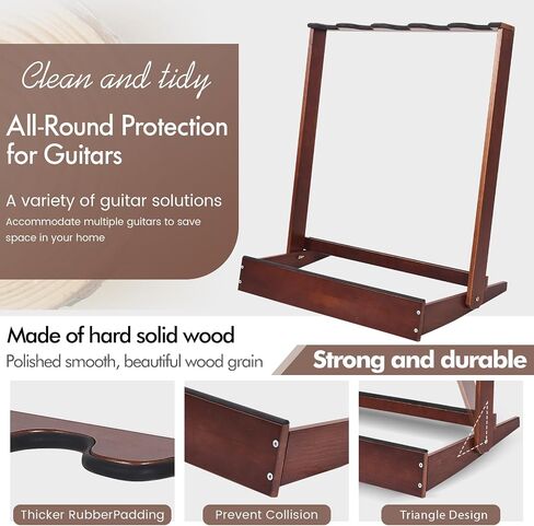Guitar Stand, Handcrafted Solid Wood Guitar Stands Floor for Acoustic Guitar, Electric Guitar, Bass Guitar Holder Display with Hanger for Home, Living Room, Studio in Saudi Arabia