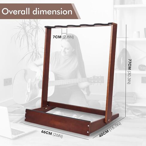 Guitar Stand, Handcrafted Solid Wood Guitar Stands Floor for Acoustic Guitar, Electric Guitar, Bass Guitar Holder Display with Hanger for Home, Living Room, Studio in Saudi Arabia