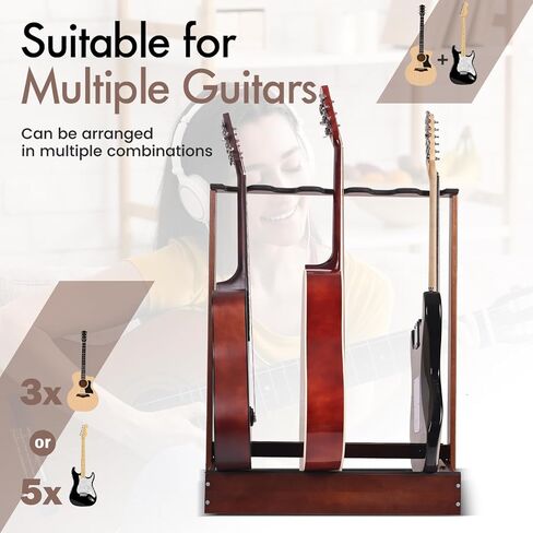 Guitar Stand, Handcrafted Solid Wood Guitar Stands Floor for Acoustic Guitar, Electric Guitar, Bass Guitar Holder Display with Hanger for Home, Living Room, Studio in Saudi Arabia