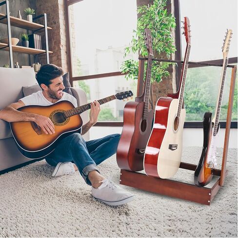 Guitar Stand, Handcrafted Solid Wood Guitar Stands Floor for Acoustic Guitar, Electric Guitar, Bass Guitar Holder Display with Hanger for Home, Living Room, Studio in Saudi Arabia