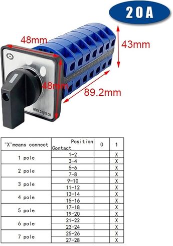 LW26-20/7 مفتاح CAM الدوار LW28 YMW26 20A 690V Silver Contact Contact Rail Mount Seven Poles Power Control (01) in Kuwait