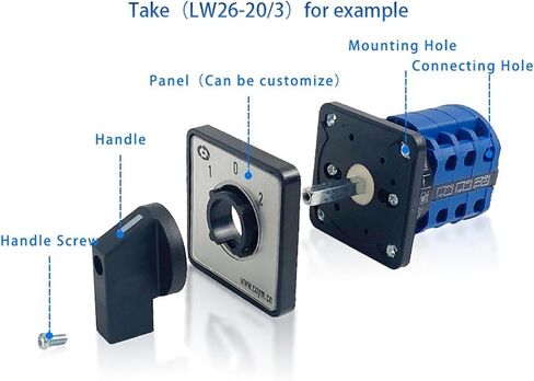 LW26-20/7 مفتاح CAM الدوار LW28 YMW26 20A 690V Silver Contact Contact Rail Mount Seven Poles Power Control (01) in Kuwait