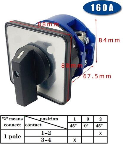 LW26-160/1 مفتاح CAM الدوار 1 القطب 4 محطات ثنائية التحكم في الطاقة المتعددة الموضع 160A 690V Silver Contact YMW26 LW28 (تخصيص) in Kuwait