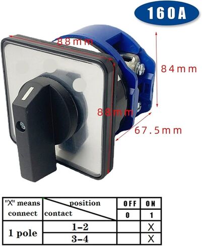 LW26-160/1 مفتاح CAM الدوار 1 القطب 4 محطات ثنائية التحكم في الطاقة المتعددة الموضع 160A 690V Silver Contact YMW26 LW28 (تخصيص) in Kuwait