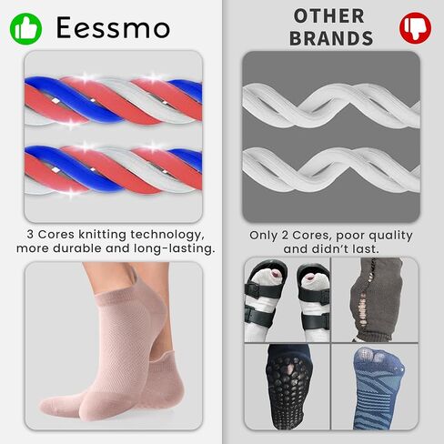 5 Pairs Grip Pilates Socks with Grip for Women, Non-slip Grippy Crew Socks for Yoga Barre Ballet Workout Gift in Saudi Arabia
